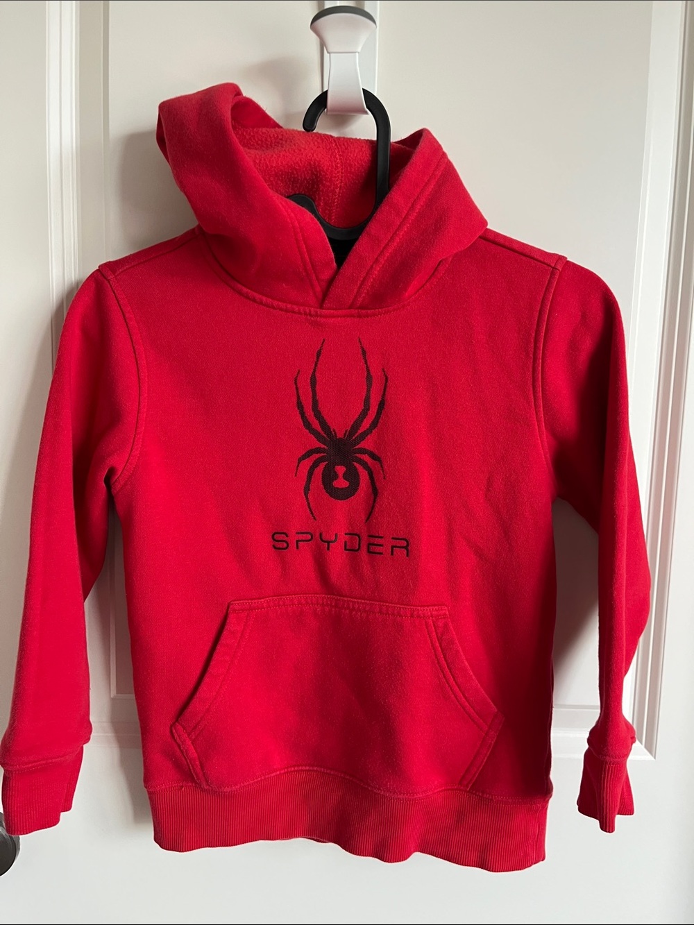 Spyder Red Hooded Kids Fleece with Black Spider Logo